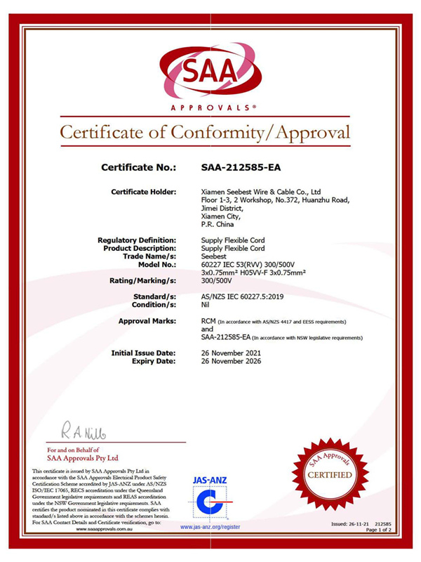 SAA Certificate 2